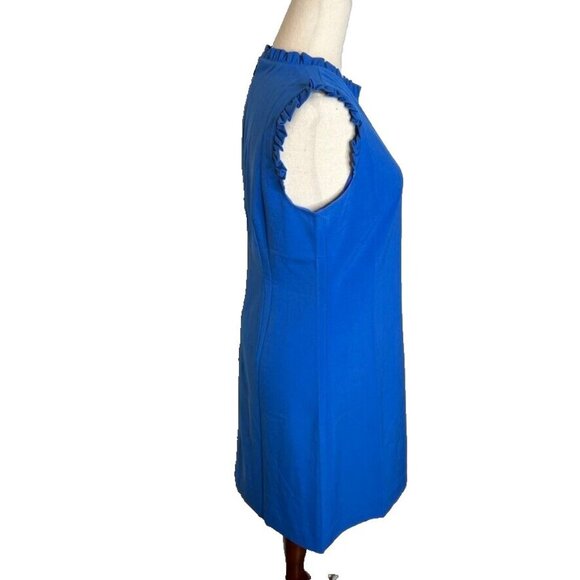 J.Crew $118 Ruffleneck Suit Dress in Blue Size 4 BF465 - Picture 4 of 6